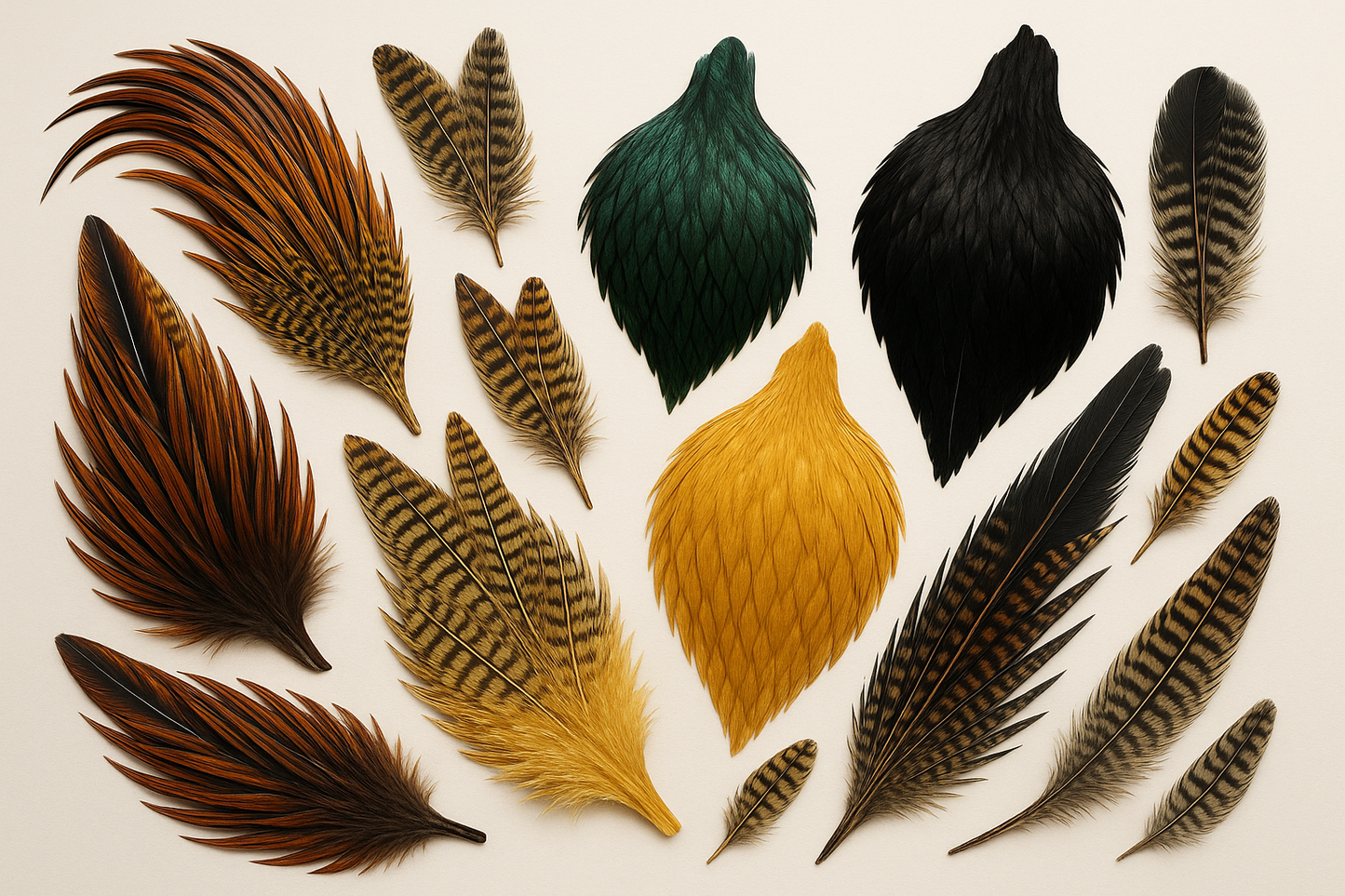 exotic feathers (saddles, hackles, capes)