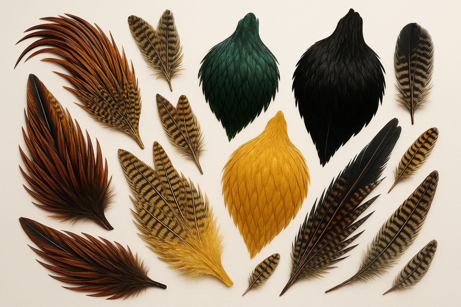 exotic feathers (saddles, hackles, capes)