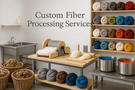 Offering washing (scouring), carding, combing, and dyeing services for clients who own their own fiber animals (e.g., "Send us your alpaca fleece, we'll process it into roving for you").